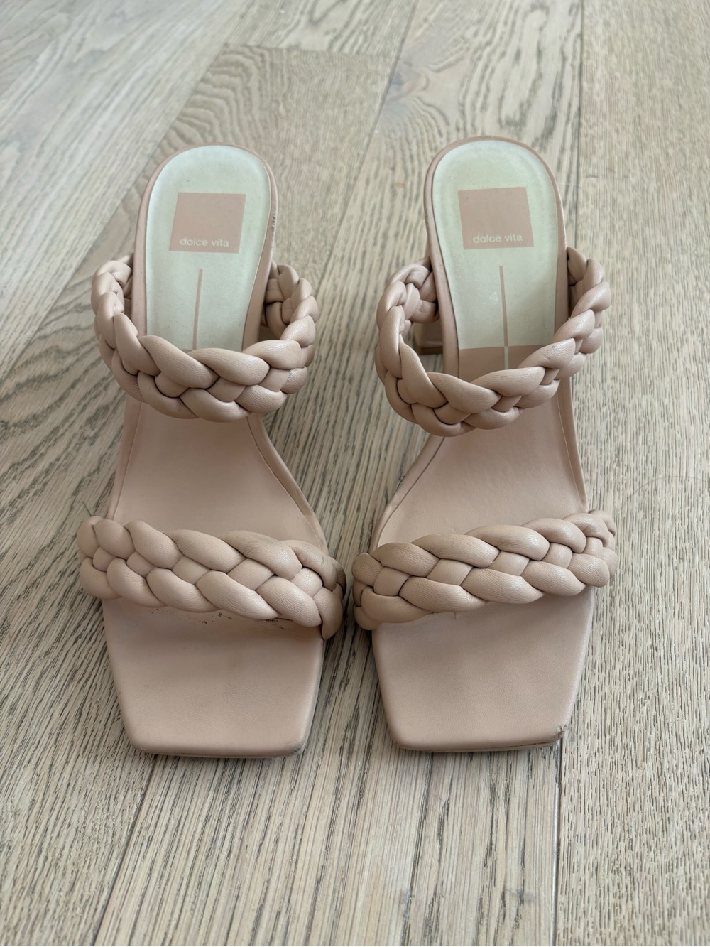 Dolce Vita Braided Double-Strap Slide Sandals in Nude — Size 10
